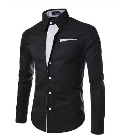 Effen slim fit overhemd met knoopsluiting voor heren