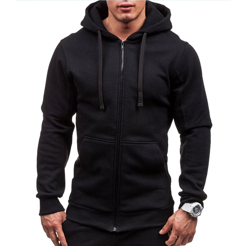 Hoodie voor heren | Winddicht met fleece met ritssluiting