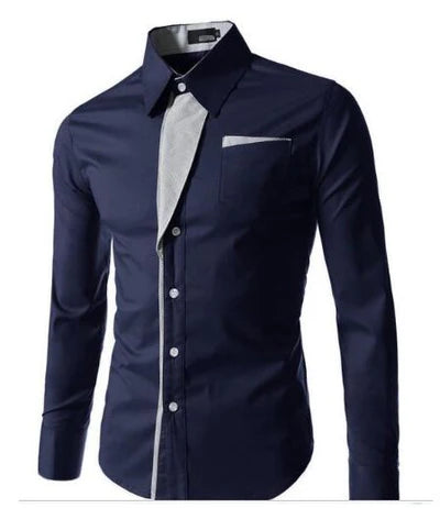 Effen slim fit overhemd met knoopsluiting voor heren