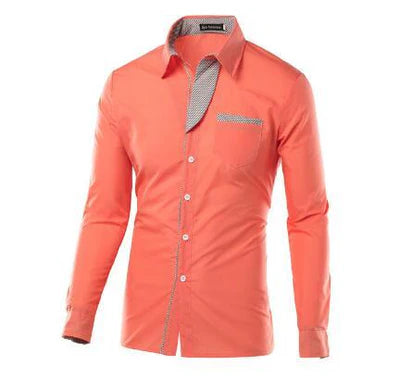 Effen slim fit overhemd met knoopsluiting voor heren