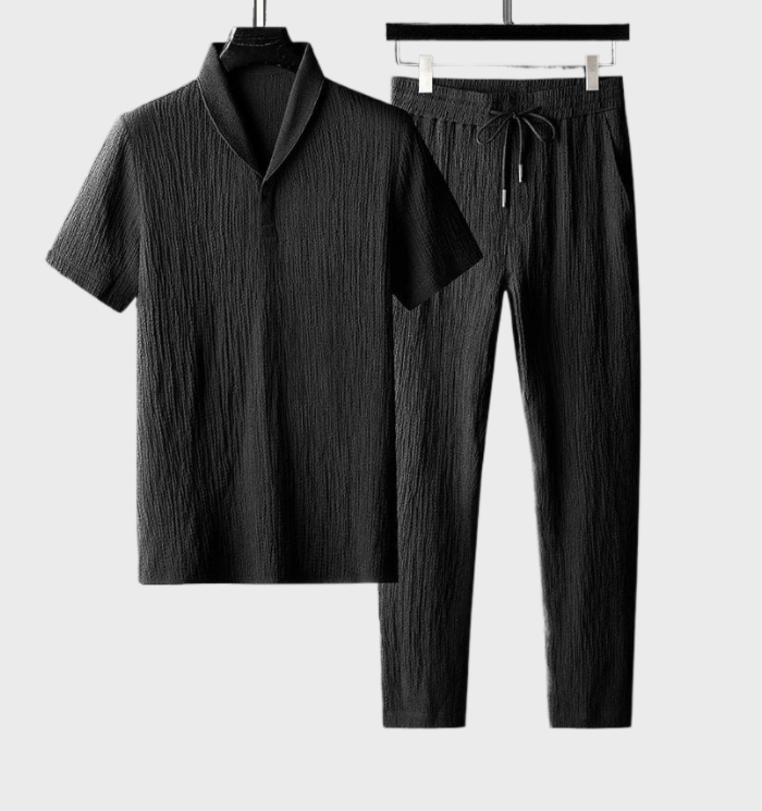 Bart - 2-delige set met comfortabel herenshirt en losse, elastische broek met zakken