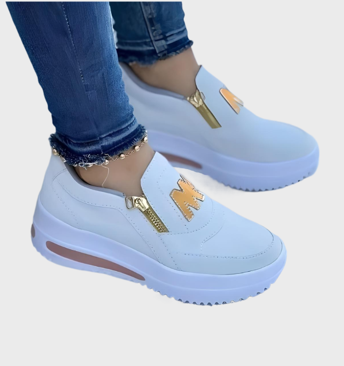 Alaina - Orthopedische damessneakers met dikke zool, ritssluiting en letter M-ontwerp