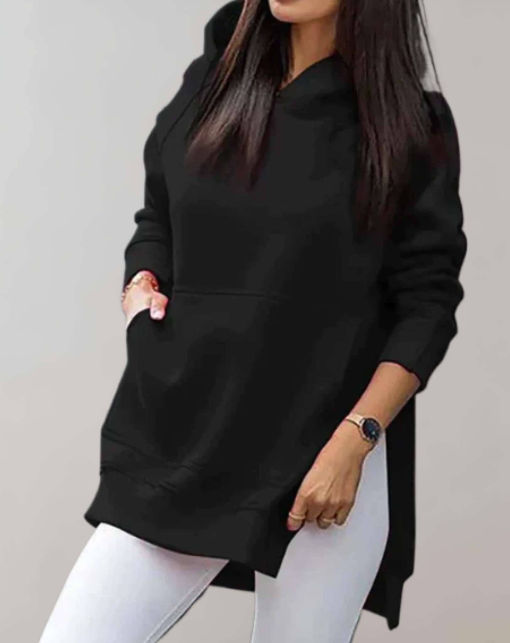 Elaine - Oversized hoodie met zijsplitten en losse, gemakkelijk te dragen zakken