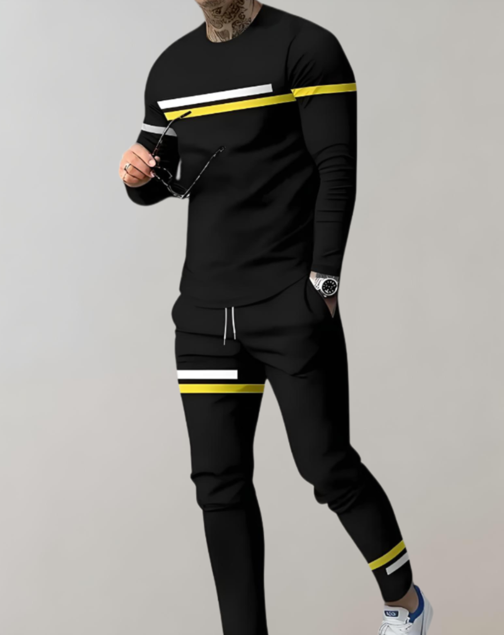 Lenard - Herenset in 2-delig trainingspak met een sweater met ronde hals en een skinny broek