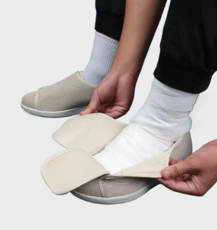 Yana - ademende orthopedische sneakers met brede voeten verstelbaar en comfortabel, zelfs met opgeheven voeten te gebruiken comfortabele antislip orthopedische sneakers voor brede voeten met verstelbare klittenbanden