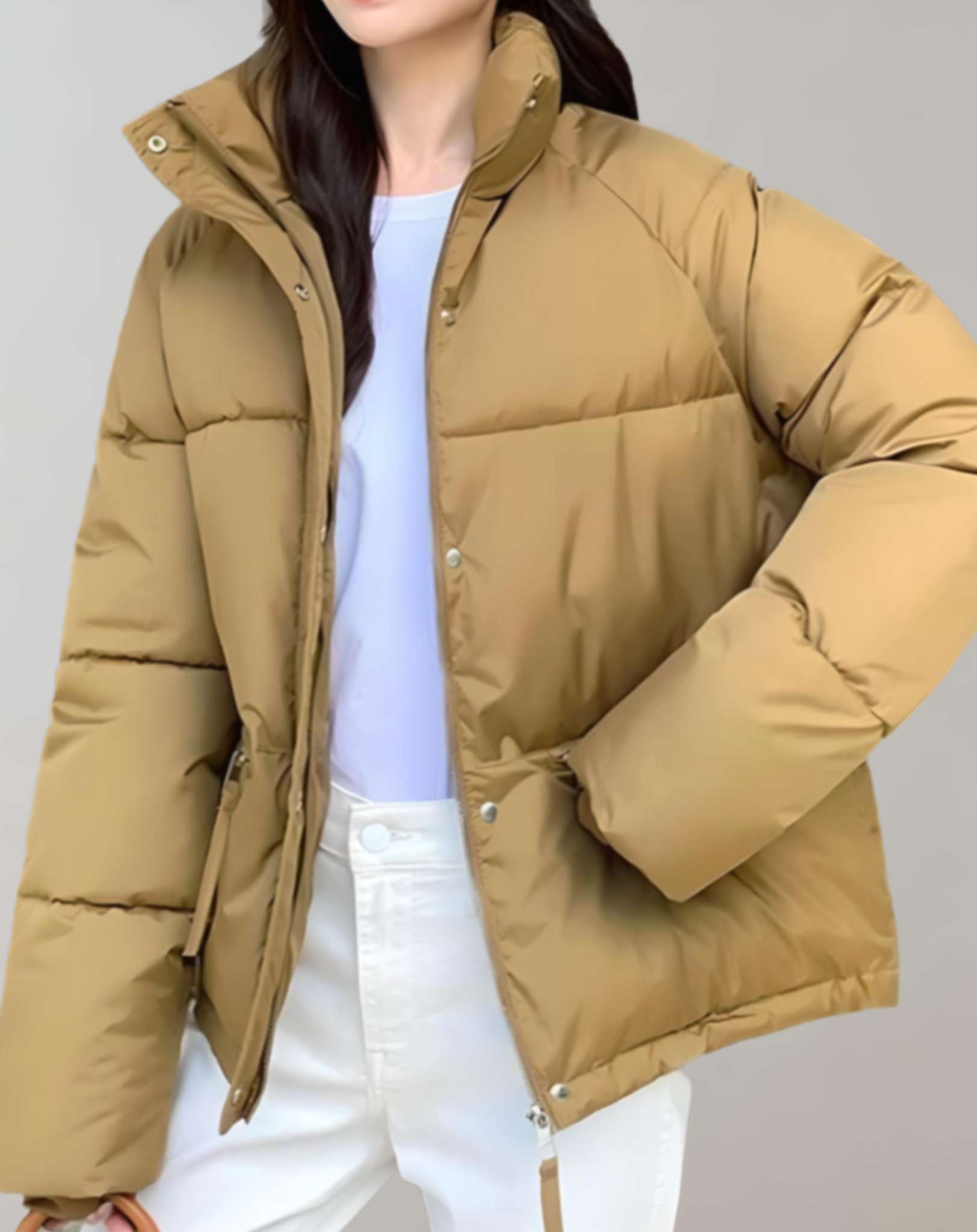 Carol - Casual parka met opstaande kraag en dubbele rits- en knoopsluiting