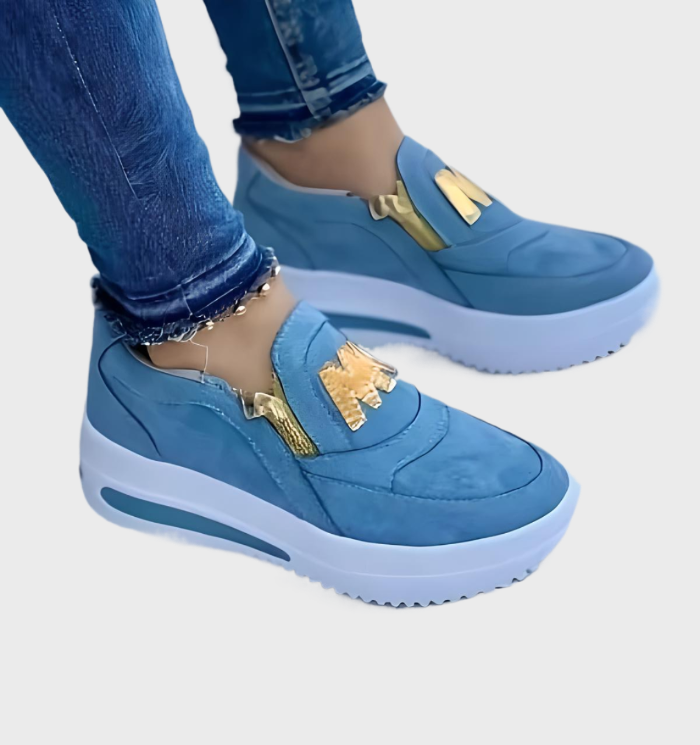 Alaina - Orthopedische damessneakers met dikke zool, ritssluiting en letter M-ontwerp