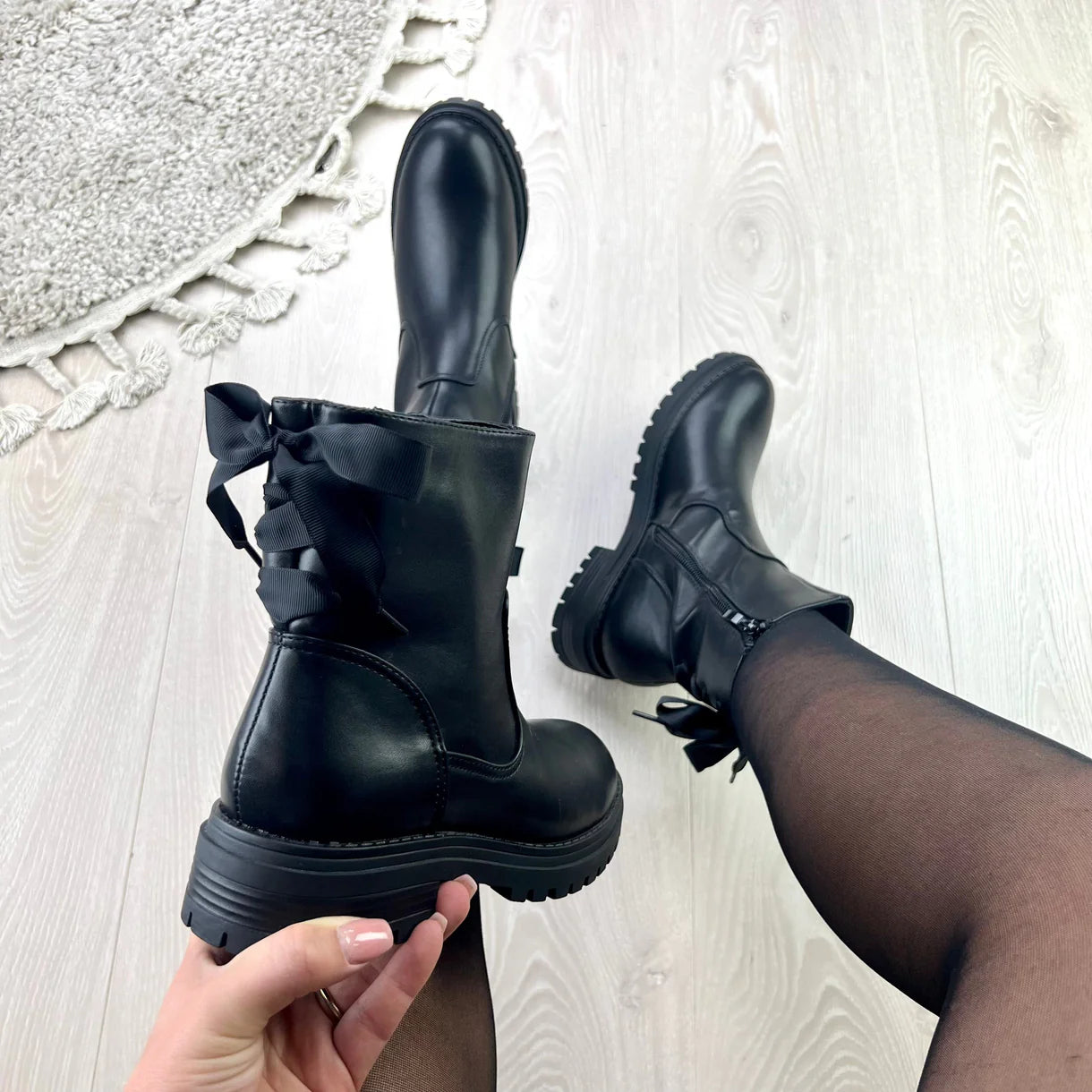 Bow Black Boots