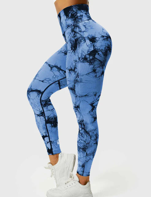 Tye die sportlegging met scrunch voor dames