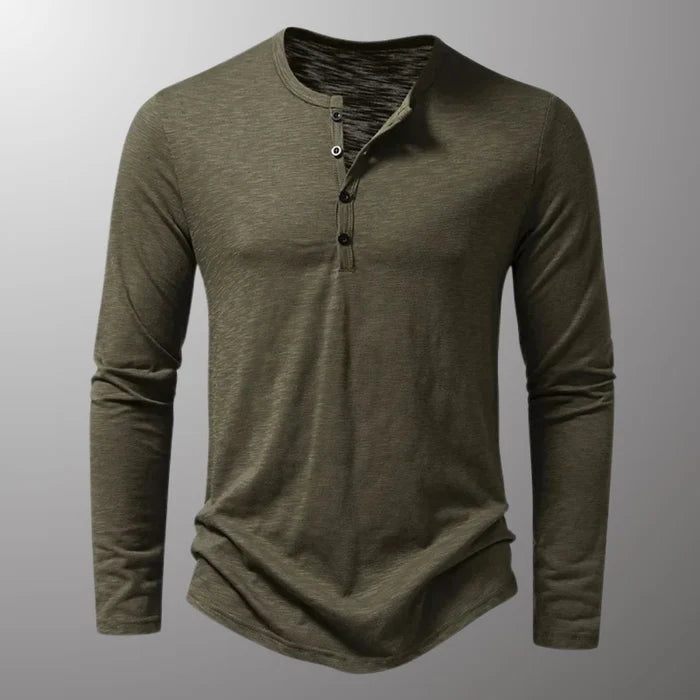 Henley Hals T-shirt met knopen