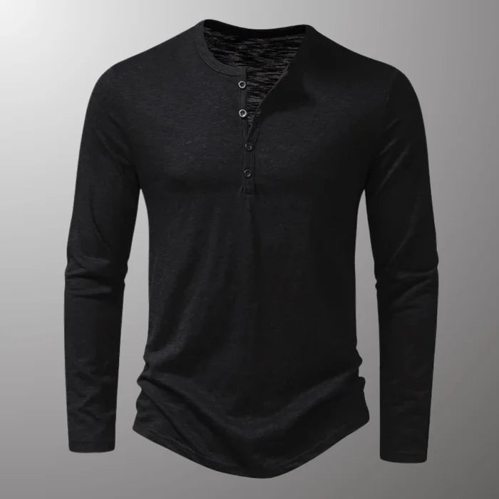 Henley Hals T-shirt met knopen