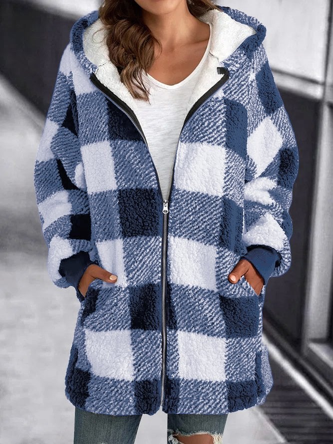 Dames Oversized hoodie Geruite losse overjas