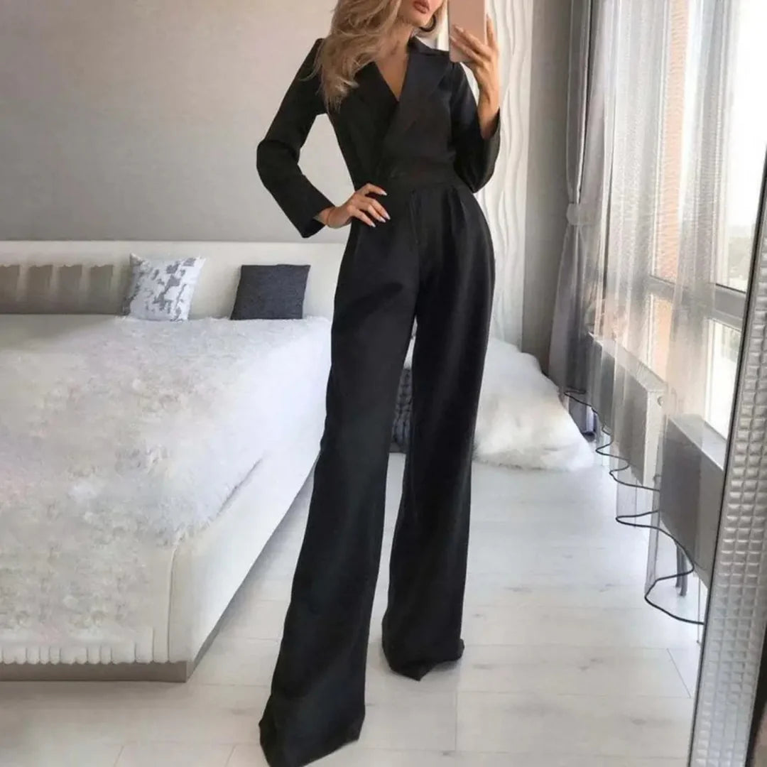 Jumpsuit met zwarte rechte broek in business st