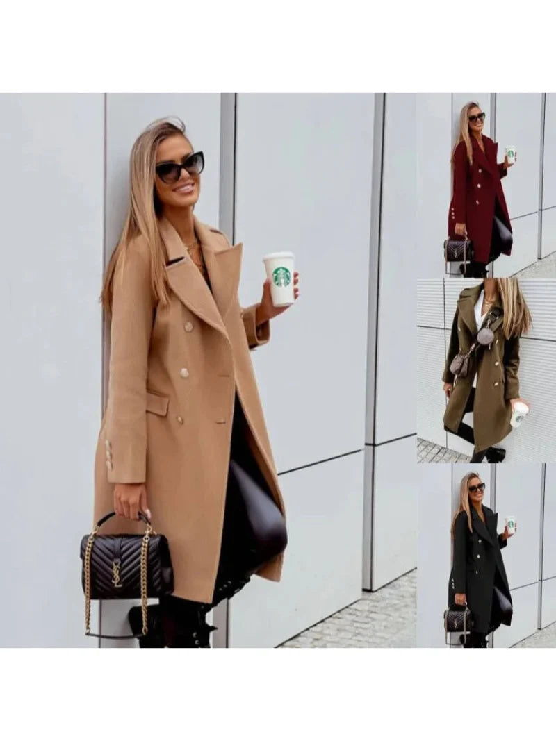 Slim Fit Trench Coat voor dames Dubbele knoopsluiting