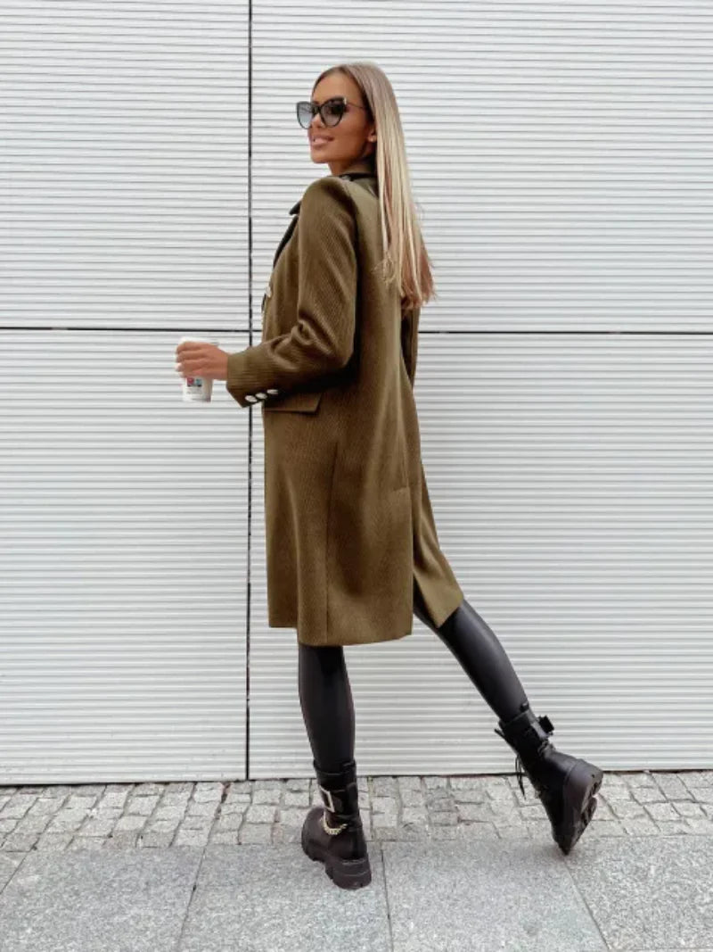 Slim Fit Trench Coat voor dames Dubbele knoopsluiting